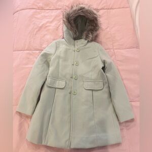 Cat & Jack Light Blue Pea Coat with Faux Fur Hood